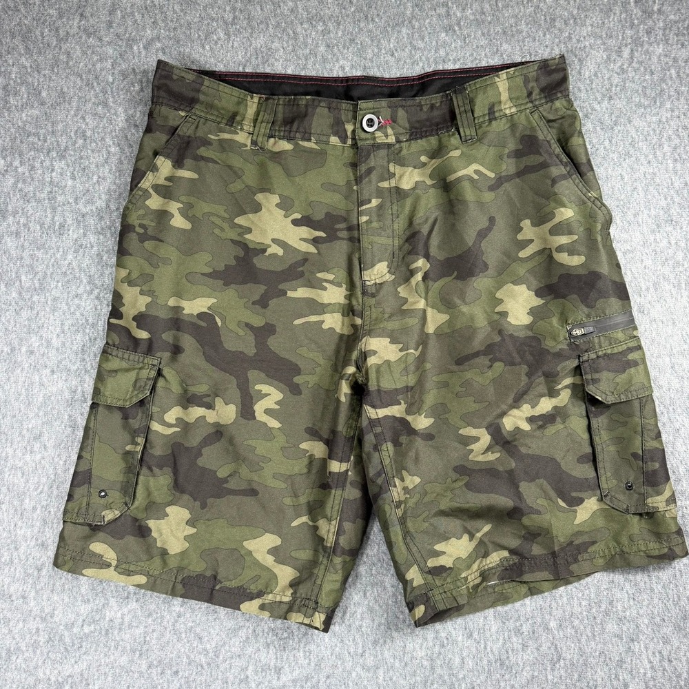Burnside Cargo Shorts Mens 34 Green Camo Hybrid Utility Tactical Outdoor Pockets